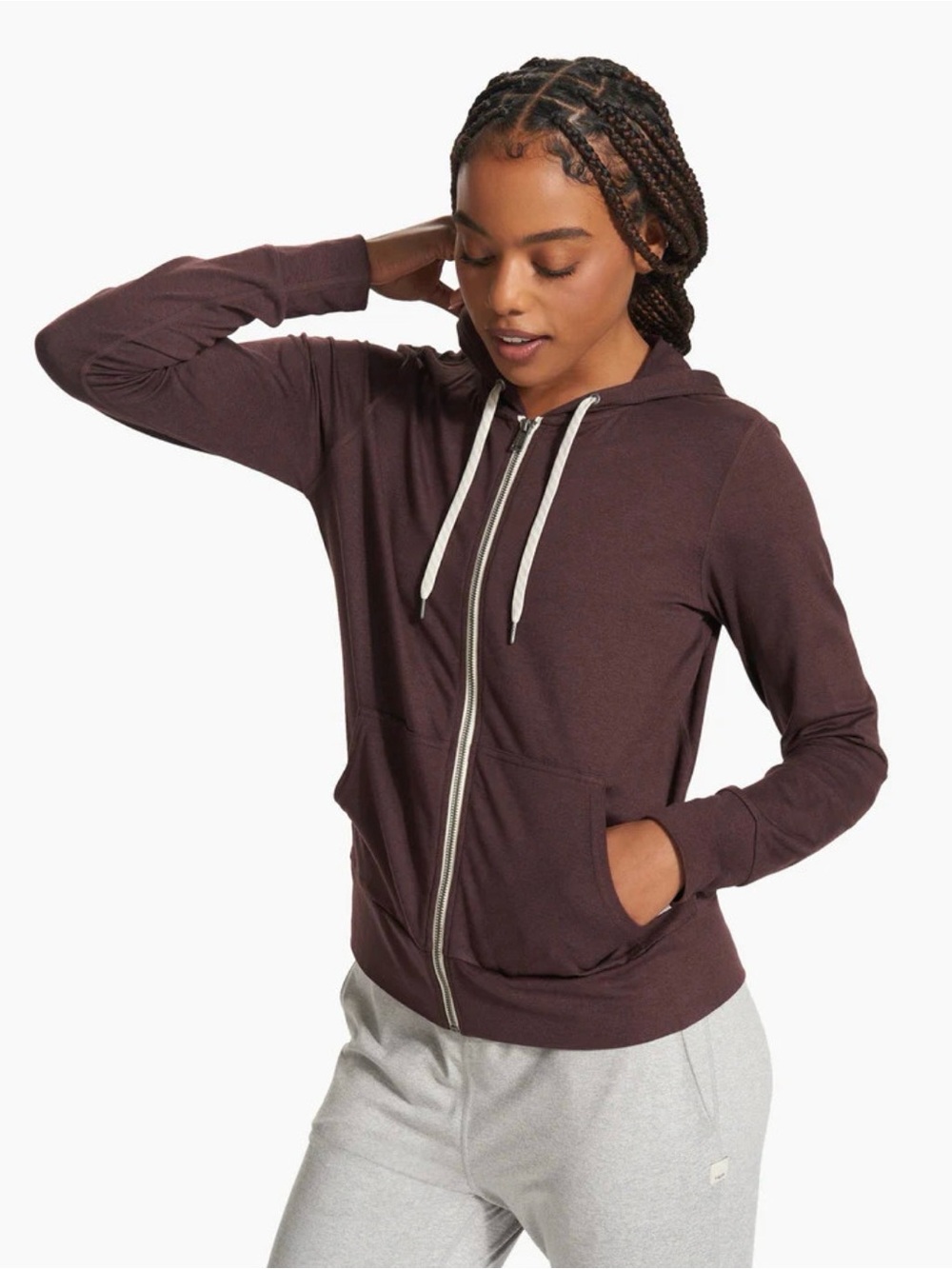 Vuori Chocolate Brown Halo Performance Hoodie EUC